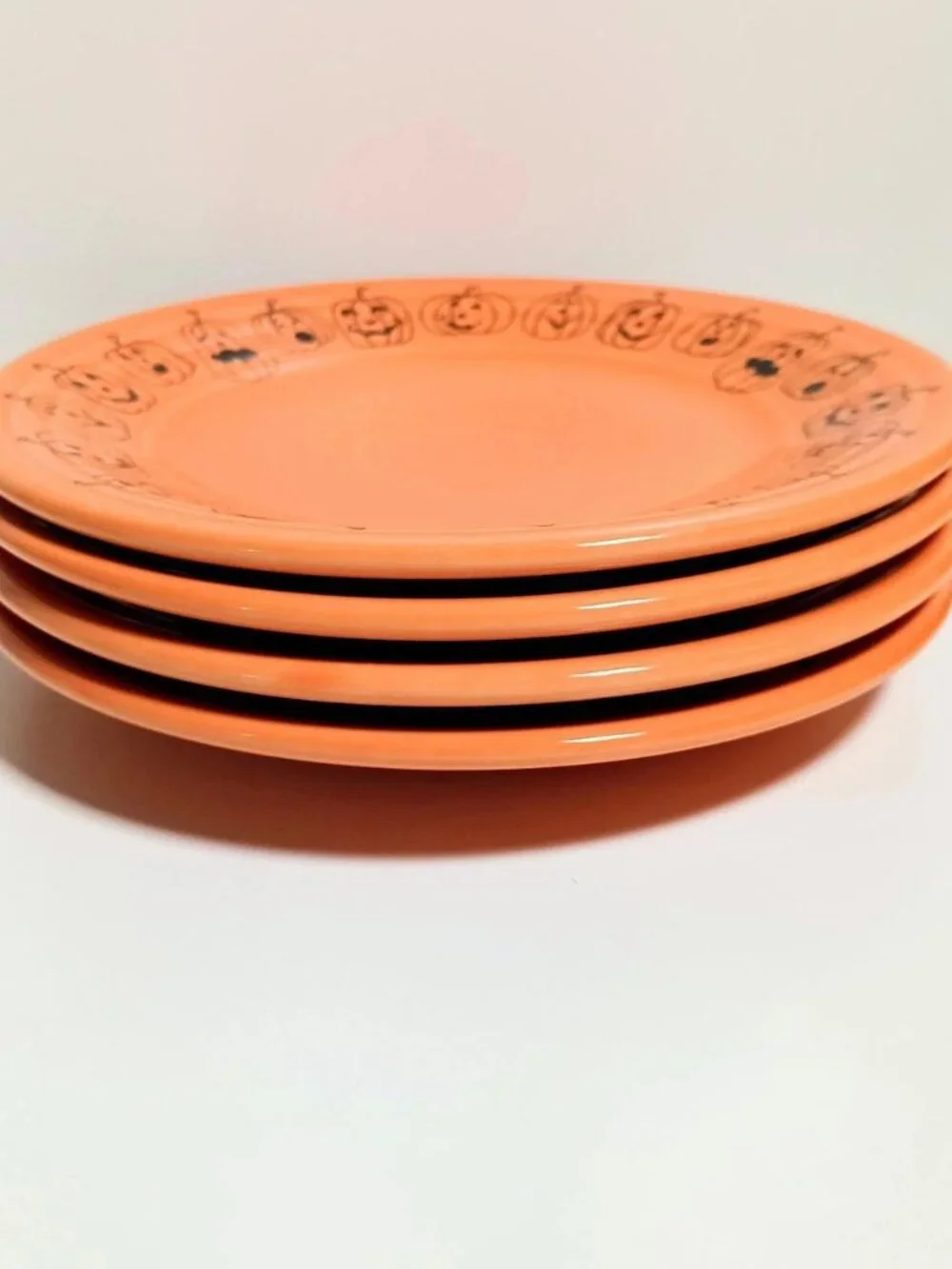 Fiesta Carson's Jack o Lanterns Plate in Tangerine Halloween Pumpkins Set of 4
